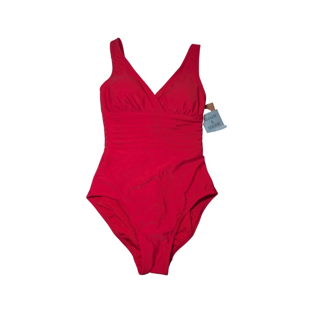 ⭐D6 Women's Waist Line Detail Full Coverage One Piece Swimsuit Shade & Shore S